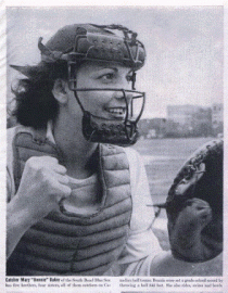 Mary Bonnie Baker, catcher for the South Bend Blue Sox, on the cover of Life magazine